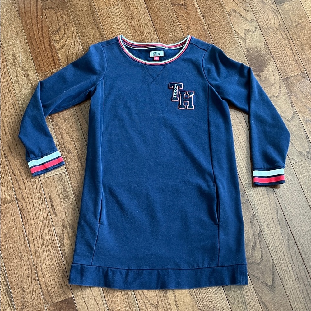 Tommy Hilfiger Sweater Blue Dress with Red and White Trim